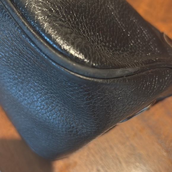 Dooney Bourke satchel shoulder bag black pebbled leather/ smooth brown trim - Picture 9 of 16